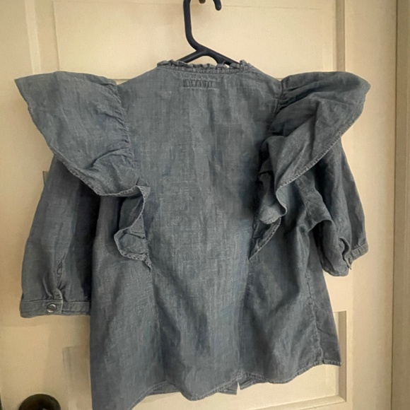 Citizens of Humanity Short Sleeve Ruffled Denim top! size Small - Picture 2 of 3